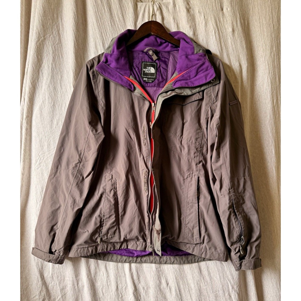 Vintage The North Face HyVent Women's Hooded Full Zip Ski Jacket M Gray Purple